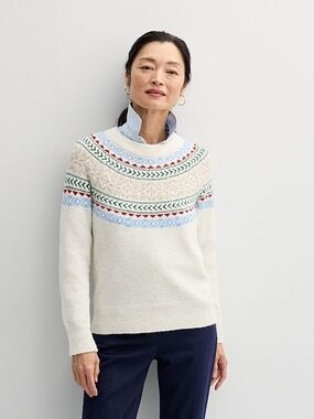 Croft & Barrow Cream Fair Isle Crewneck Sweater